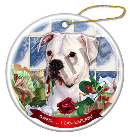 Boxer White Uncrop Ornament