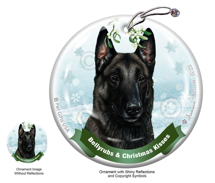 Belgian Malinois Bellyrubs and Christmas Kisses Ornament