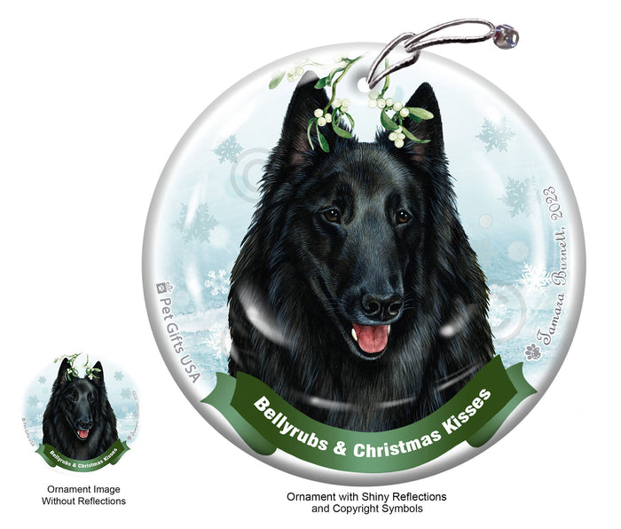 Belgian Sheepdog Style Bellyrubs and Christmas Kisses Ornament