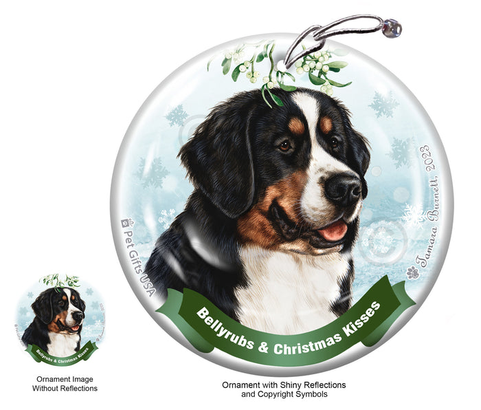 Bernese Mountain Dog Bellyrubs and Christmas Kisses Ornament