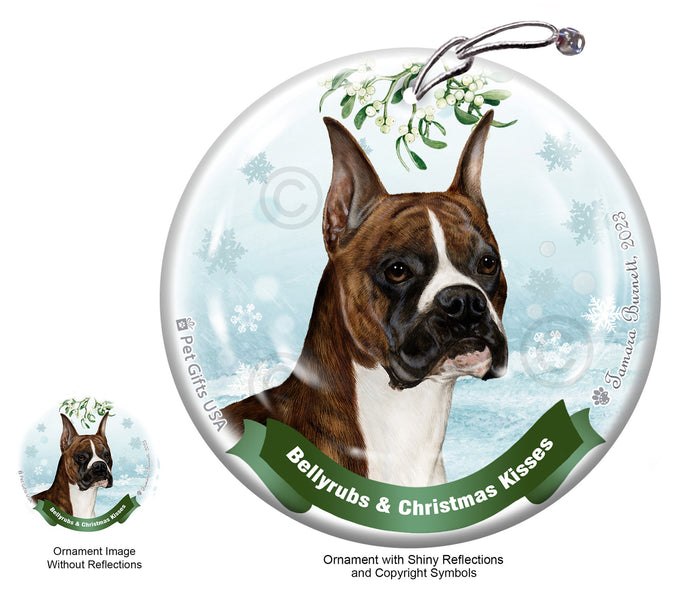 Boxer Bellyrubs and Christmas Kisses Ornament