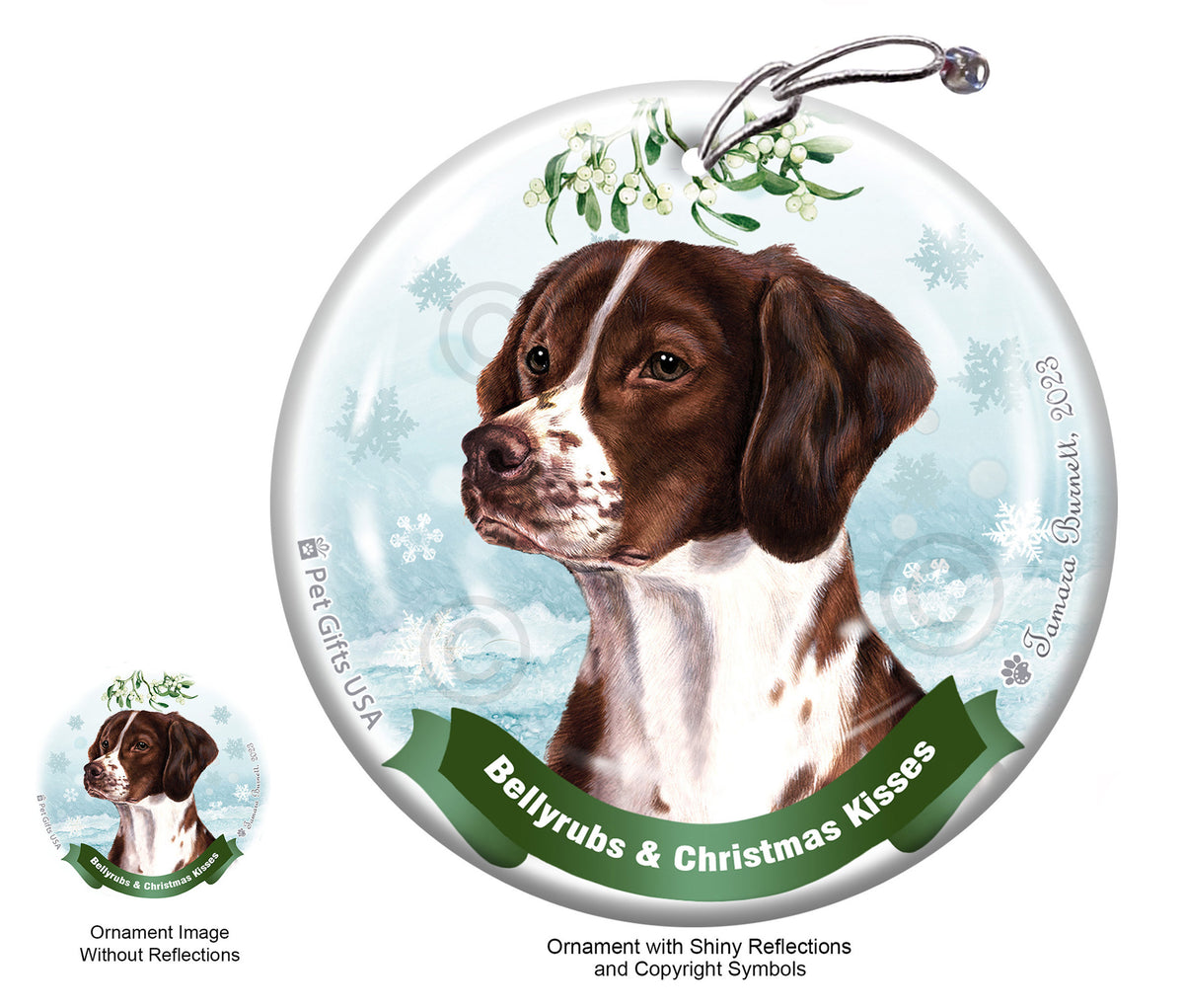 Brittany Spaniel Bellyrubs and Christmas Kisses Ornament