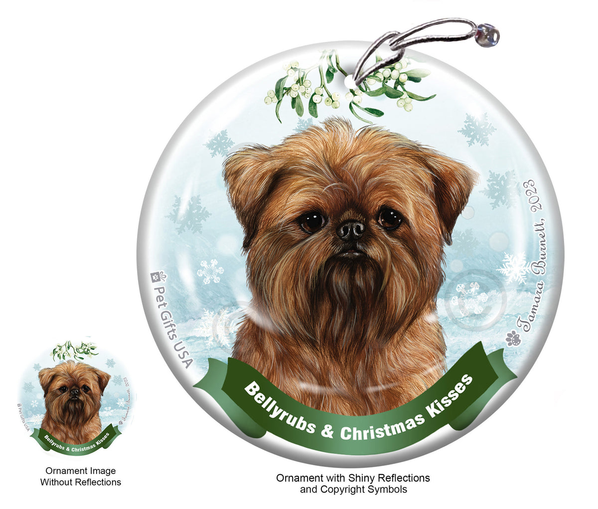 Brussels Griffon Bellyrubs and Christmas Kisses Ornament