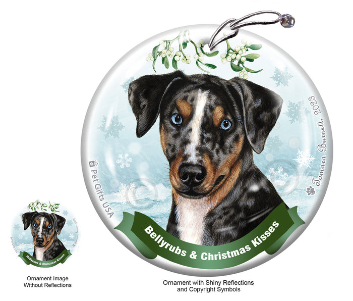 Catahoula Leopard Dog Bellyrubs and Christmas Kisses Ornament