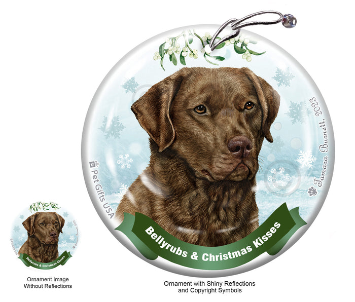 Chesapeake Bay Retriever Bellyrubs and Christmas Kisses Ornament