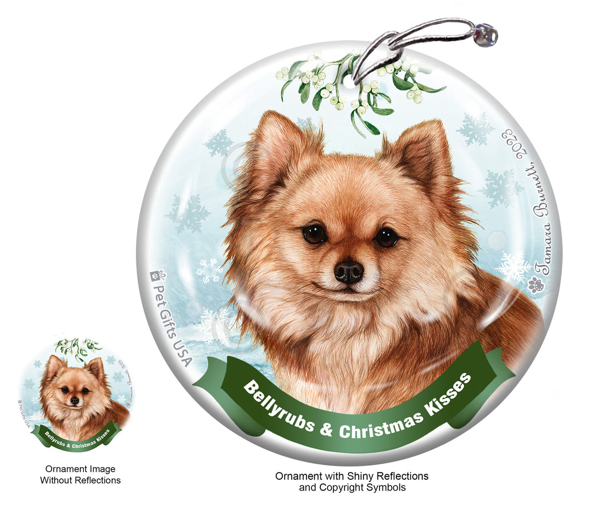 Chihuahua Long Hair Red Ornament