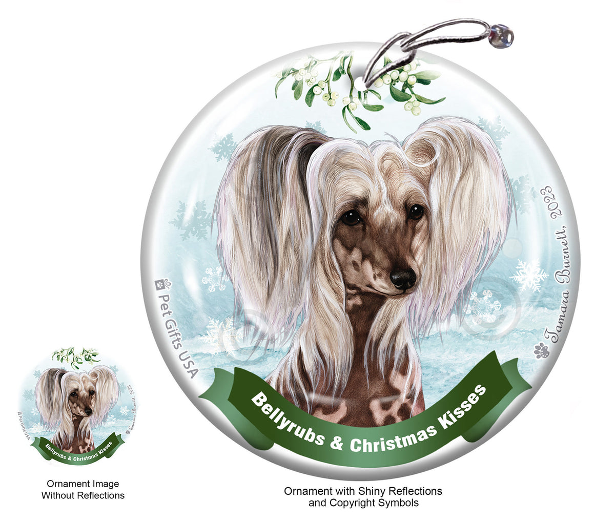 Chinese Crested Bellyrubs and Christmas Kisses Ornament