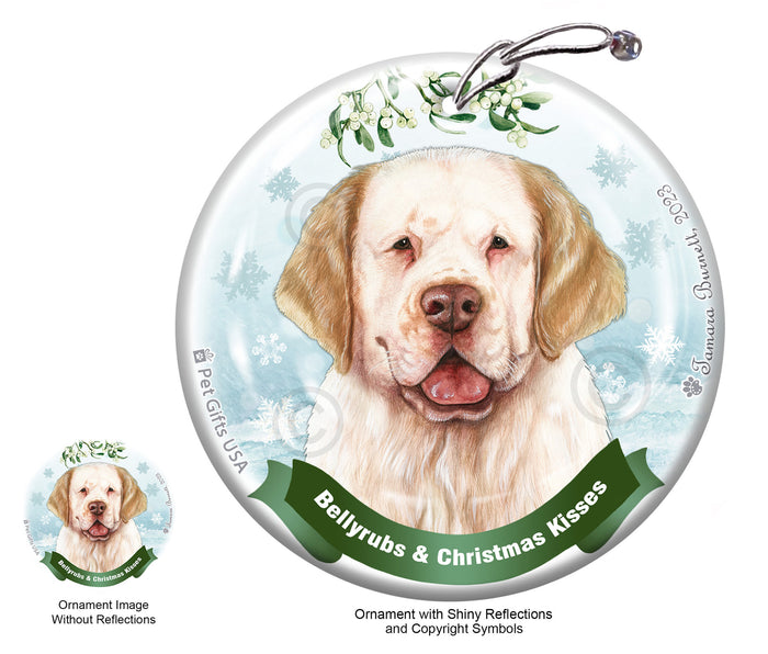 Clumber Spaniel Bellyrubs and Christmas Kisses Ornament