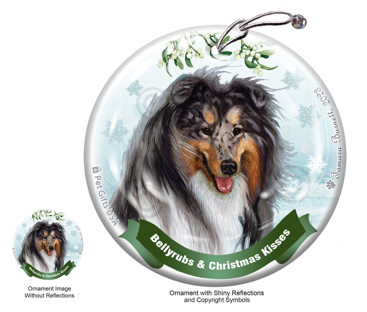 Collie Bellyrubs and Christmas Kisses Ornament
