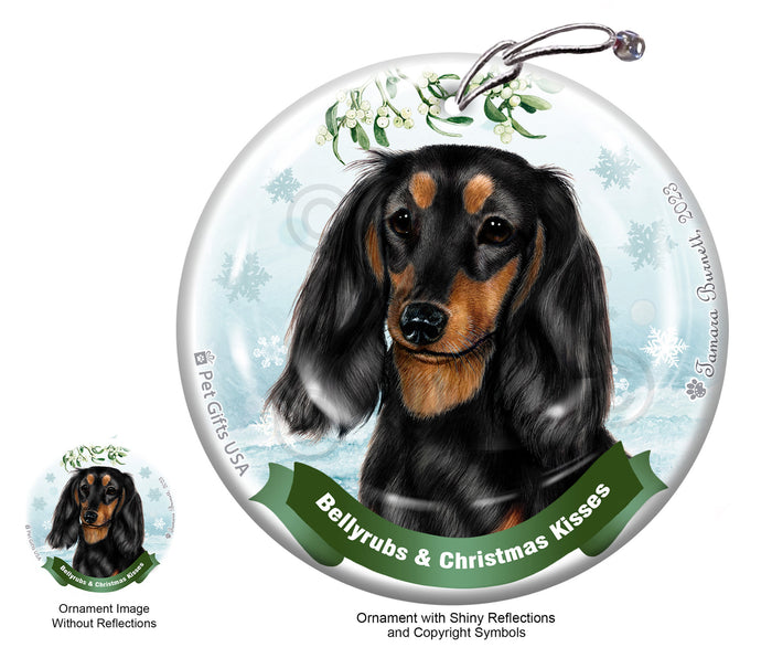 Dachshund Short Hair Bellyrubs and Christmas Kisses Ornament