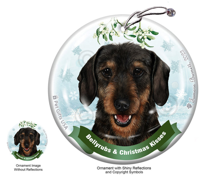 Dachshund Wire Hair Bellyrubs and Christmas Kisses Ornament