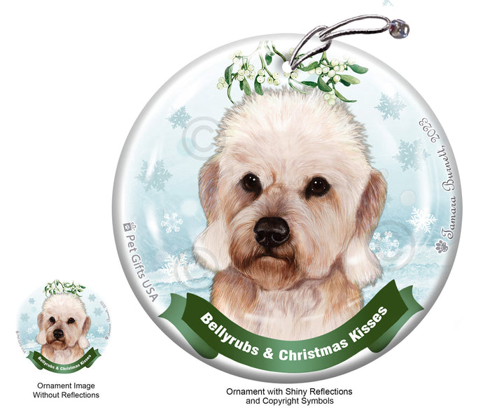 Dandie Dinmont Terrier Bellyrubs and Christmas Kisses Ornament