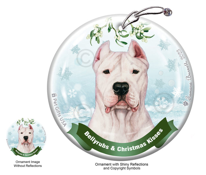 Dogo Argentino Cropped Bellyrubs and Christmas Kisses Ornament