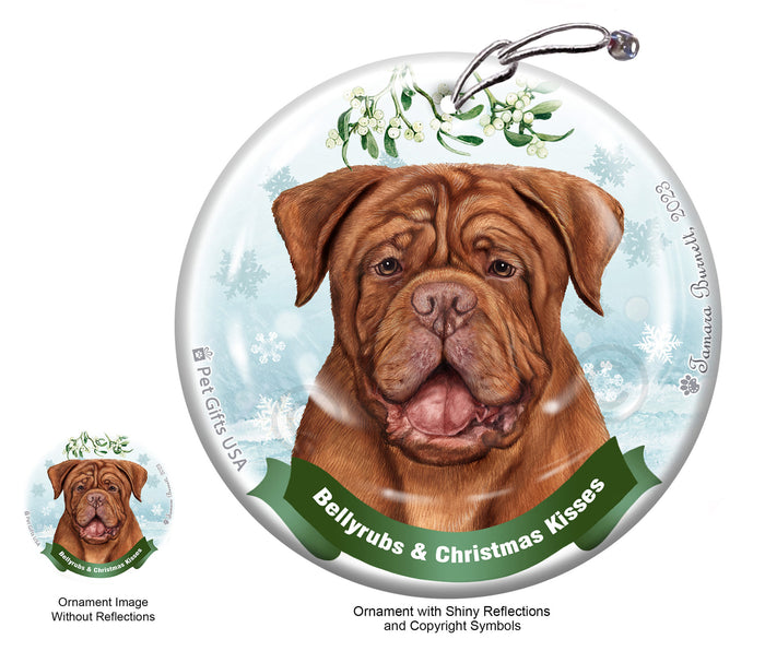 Dogue de Bordeaux Bellyrubs and Christmas Kisses Ornament