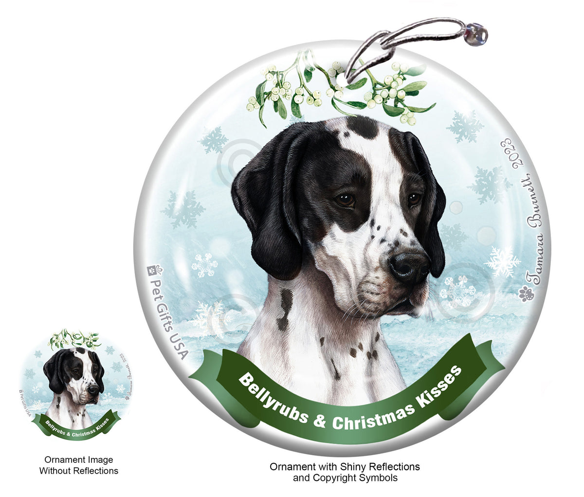 English Pointer Bellyrubs and Christmas Kisses Ornament