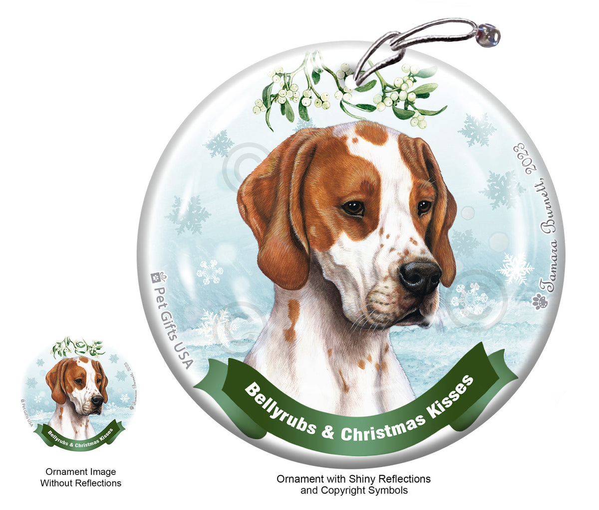 English Pointer Red and White Ornament