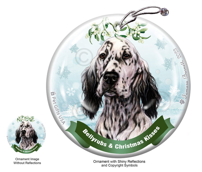 English Setter Bellyrubs and Christmas Kisses Ornament