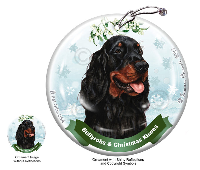 Gordon Setter Bellyrubs and Christmas Kisses Ornament