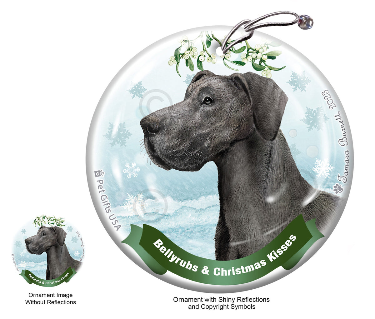 Great Dane Blue Uncropped Ornament