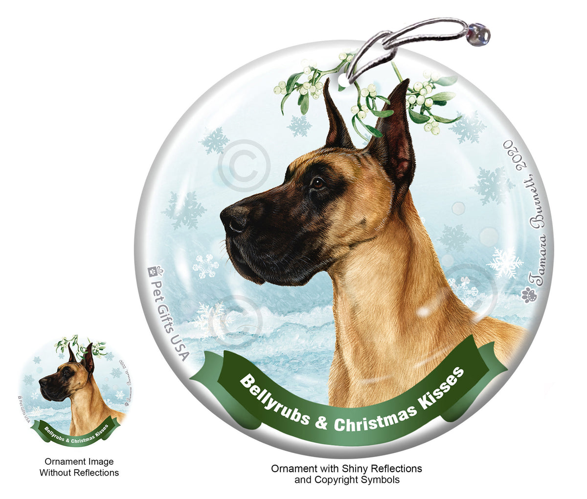Great Dane Fawn Cropped Ornament