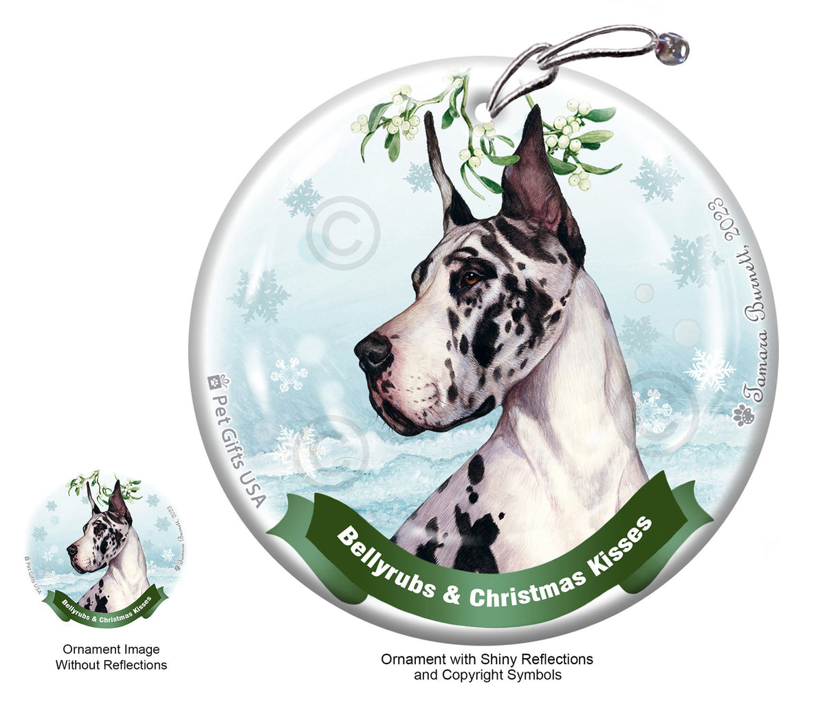 Great Dane Harlequin Cropped Ornament