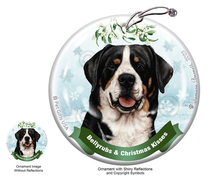 Greater Swiss Mountain Dog Bellyrubs and Christmas Kisses Ornament