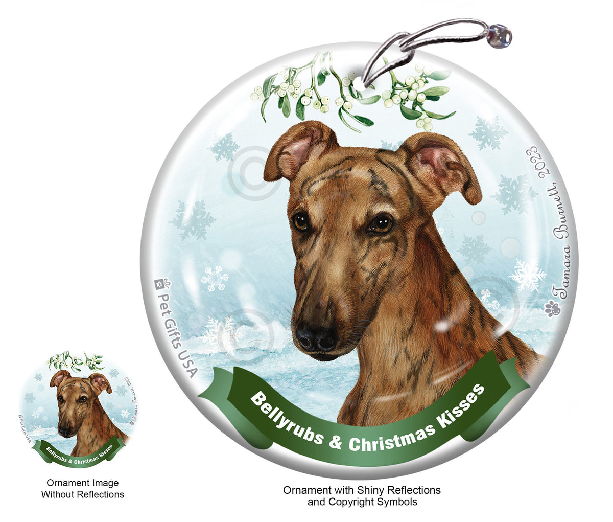Greyhound Red Brindle Ornament