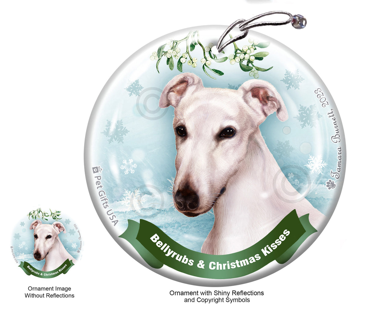 Greyhound White Ornament
