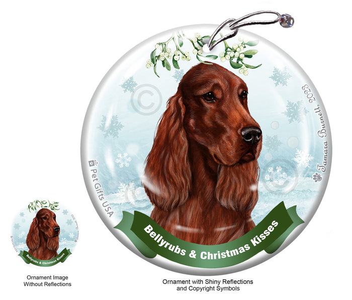 Irish Setter Bellyrubs and Christmas Kisses Ornament