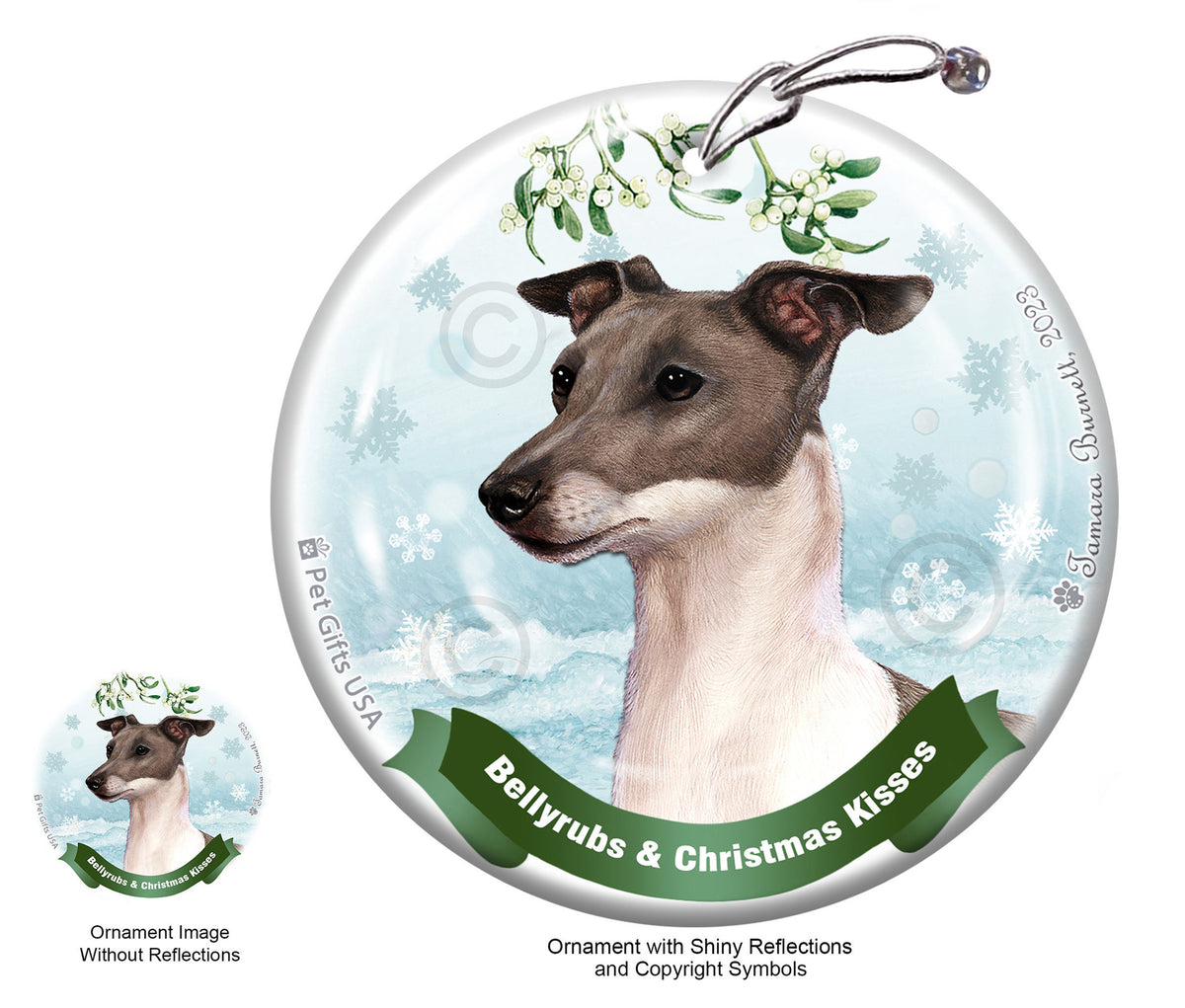 Italian Greyhound Blue Ornament