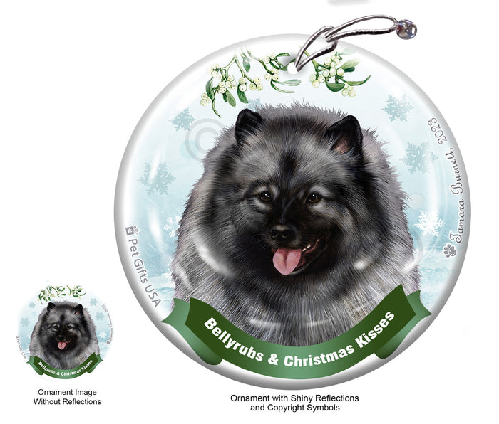 Keeshond Bellyrubs and Christmas Kisses Ornament
