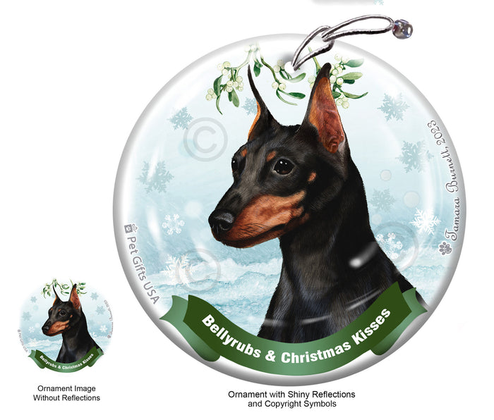 Miniature Pinscher Bellyrubs and Christmas Kisses Ornament