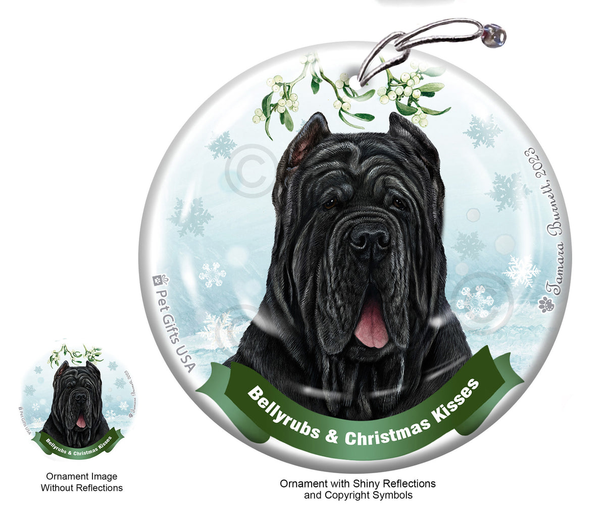 Neapolitan Mastiff Bellyrubs and Christmas Kisses Ornament