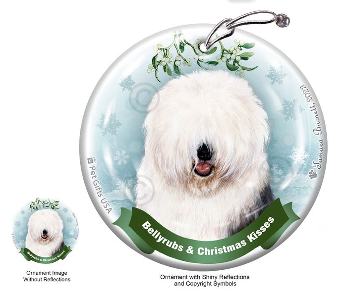 Old English Sheepdog Bellyrubs and Christmas Kisses Ornament