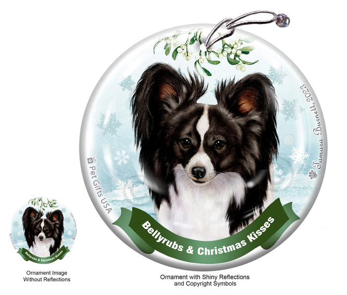 Papillon Bellyrubs and Christmas Kisses Ornament