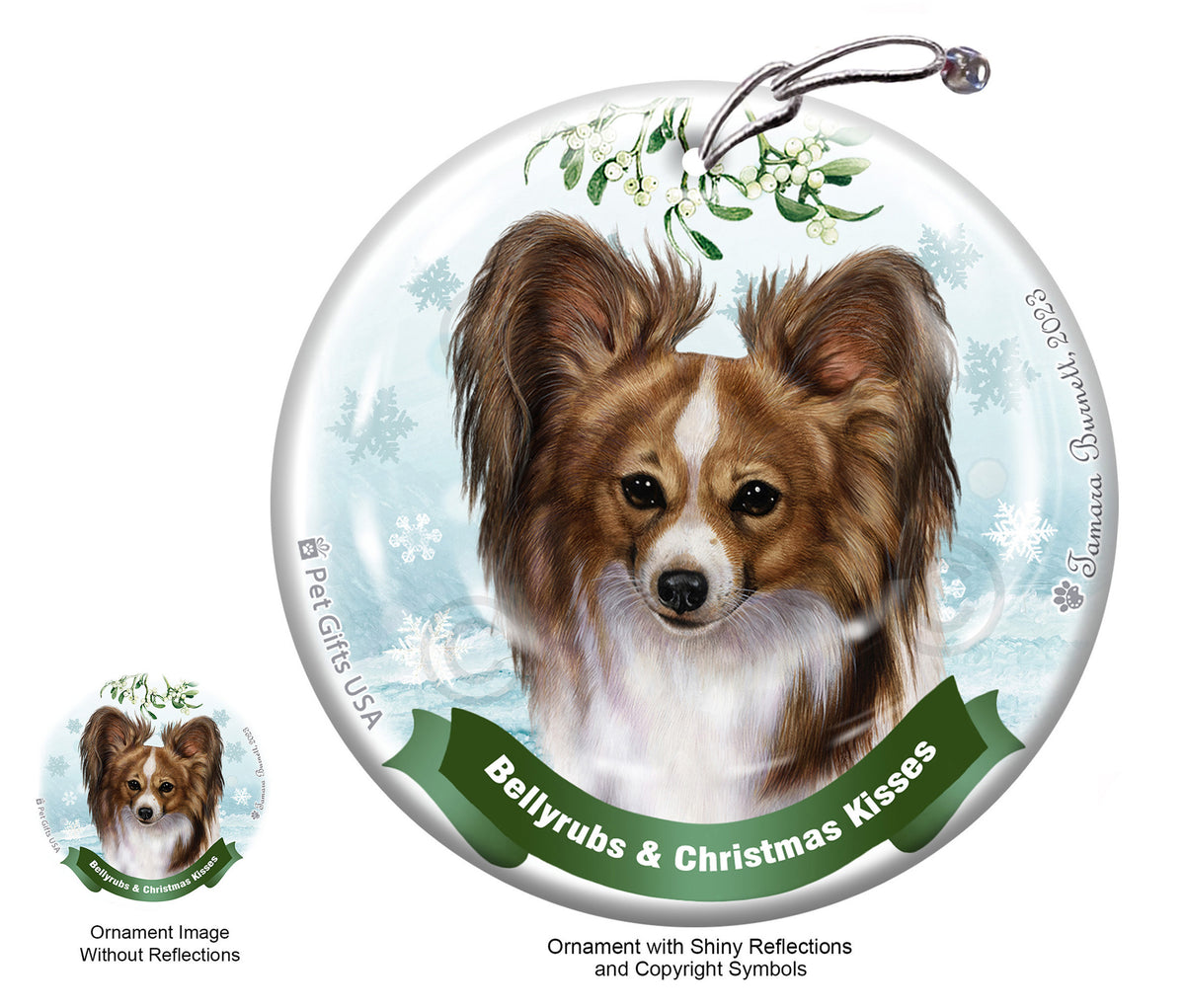 Papillon Sable and White Ornament