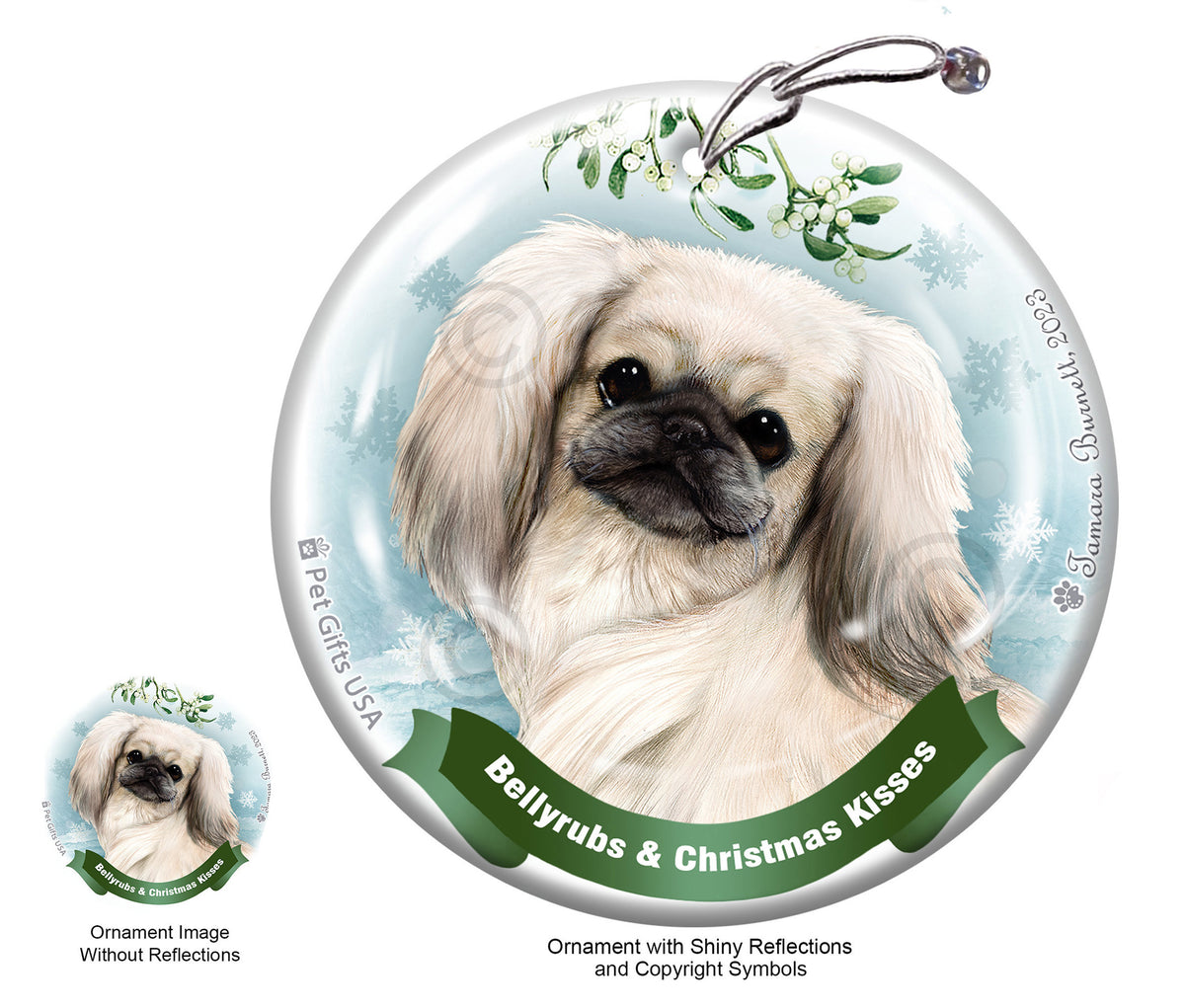 Pekingese White Ornament