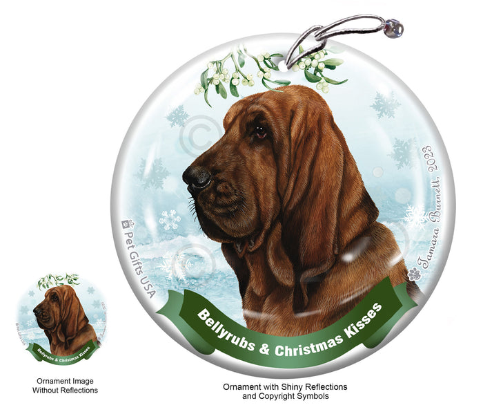 Bloodhound Bellyrubs and Christmas Kisses Ornament