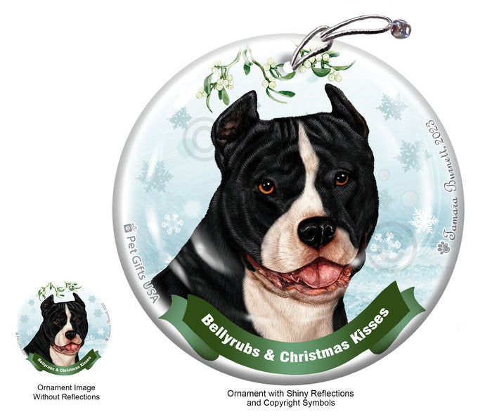 Pit Bull Bellyrubs and Christmas Kisses Ornament
