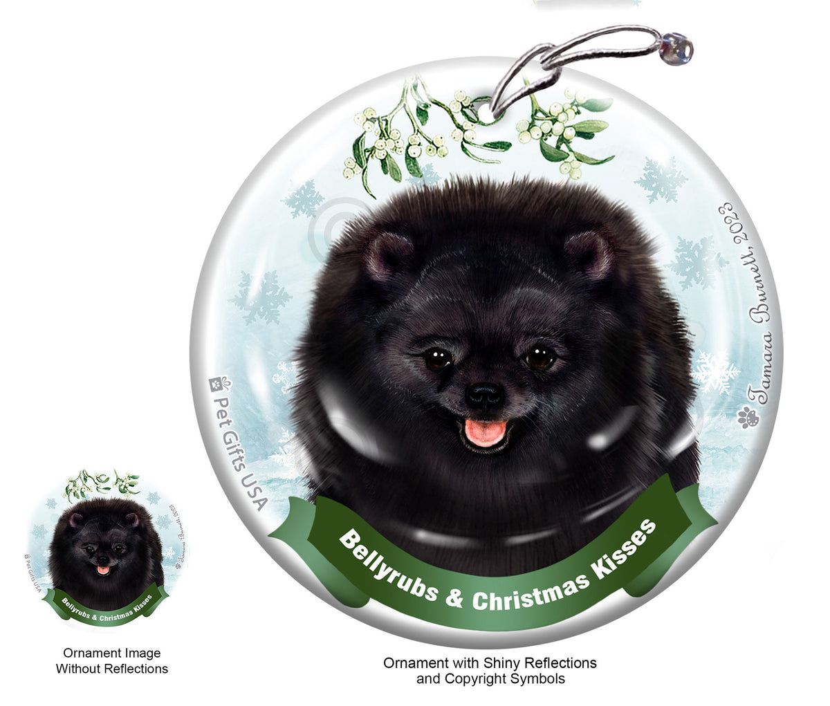 Pomeranian Bellyrubs and Christmas Kisses Ornament