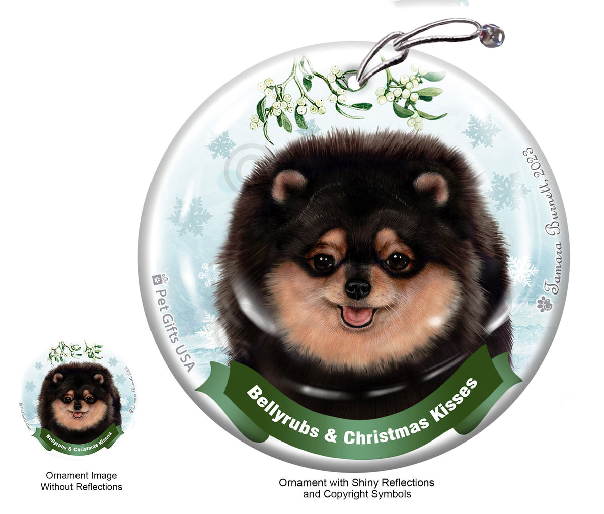 Pomeranian Black and Tan Ornament