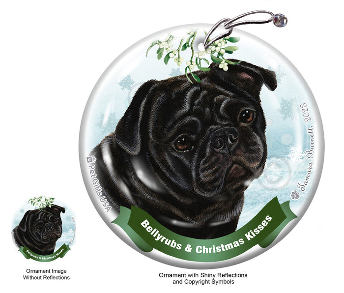 Pug Bellyrubs and Christmas Kisses Ornament