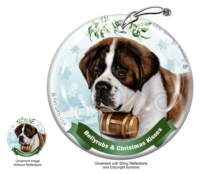 Saint Bernard Bellyrubs and Christmas Kisses Ornament