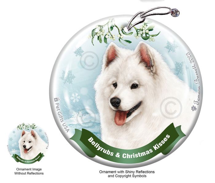 Samoyed Bellyrubs and Christmas Kisses Ornament