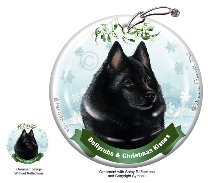 Schipperke Bellyrubs and Christmas Kisses Ornament