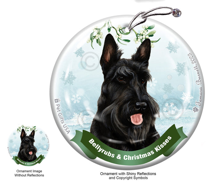 Scottish Terrier Bellyrubs and Christmas Kisses Ornament