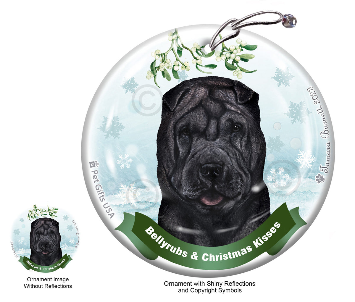 Shar Pei Bellyrubs and Christmas Kisses Ornament