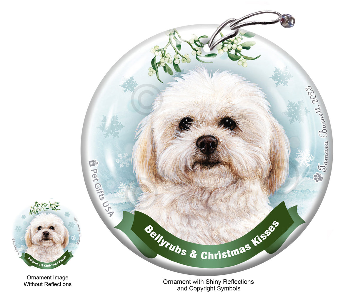 Shih-Poo Cream Bellyrubs and Christmas Kisses Ornament
