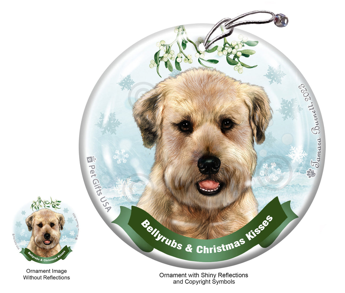 Soft Coated Wheaten Bellyrubs and Christmas Kisses Ornament