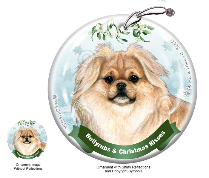 Tibetan Spaniel Bellyrubs and Christmas Kisses Ornament